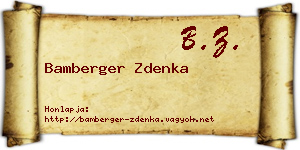 Bamberger Zdenka névjegykártya